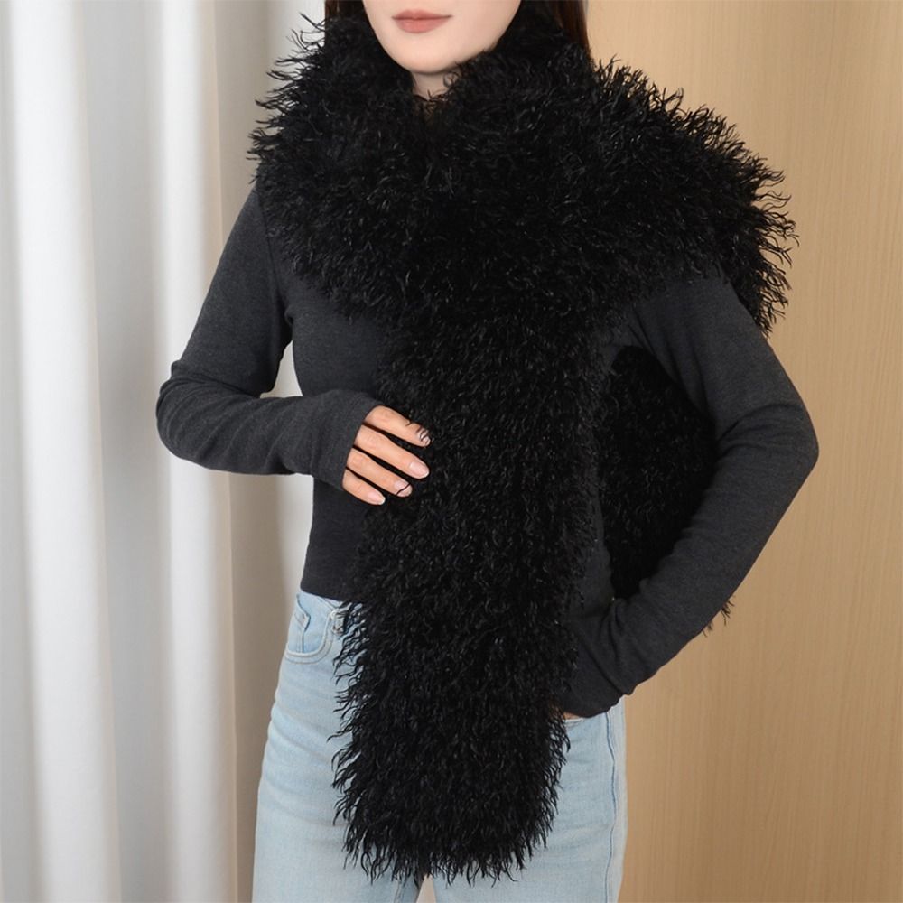 Cashmere Scarf - ผ้าพันคอขนสัตว์เทียมแฟชั่น 180 ซม. ทรงยาว ผ้าพันคอขนเฟอร์เทียมสองด้าน เนื้อผ้าหนานุ่ม