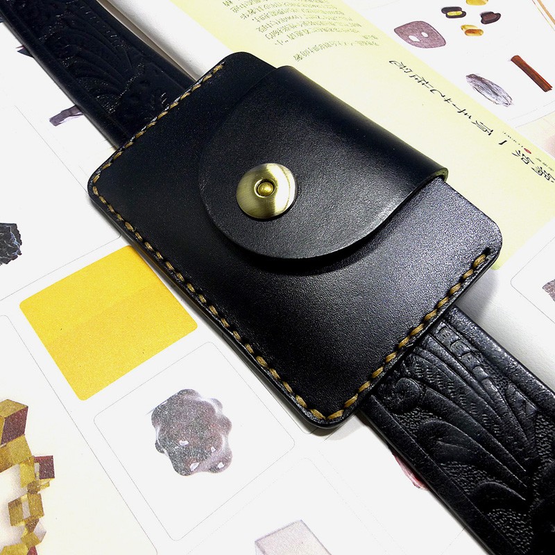 Leather Wallet Men - Blongk Ultra บางกระเป๋าเอวกระเป๋าหนังแท้กระเป๋า Pack Hand-Made ID