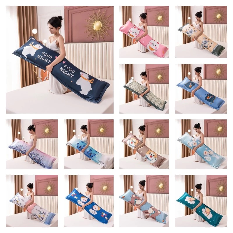 Silk Pillowcase - ฤดูร้อน 120/150/180 ซม.ปลอกหมอนยาวคู่ปลอกหมอนผ้าไหมซาตินผ้าหมอน Sleeping สําหรับเตียงโซฟา