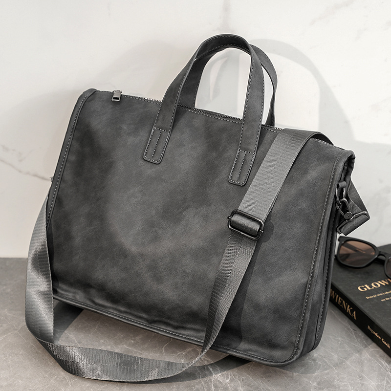 Leather Briefcase - กระเป๋าถือผู้ชายแบบลำลองแฟชั่นความจุสูงพร้อมสายสะพายไหล่ผู้ชายกระเป๋าครอสโดย์กระเป๋าหนัง PU หรูหรากระเป๋าแล็ปท็อป
