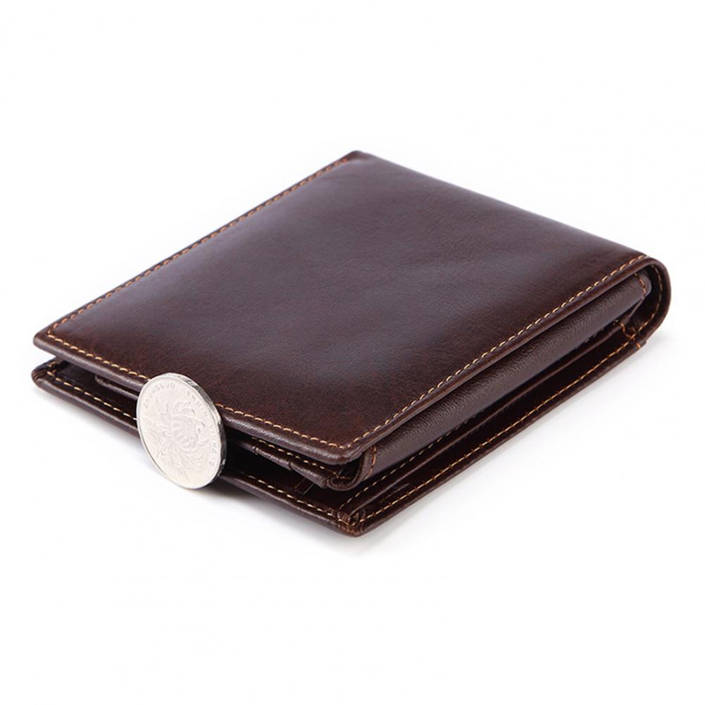 Leather Wallet Men - กระเป๋าสตางค์ผู้ชายสไตล์วินเทจ ป้องกันการอ่านข้อมูลด้วย RFID กระเป๋าสตางค์พับสองทบสไตล์วินเทจสำหรับผู้ชาย พร้อมช่องใส่บัตรประชาชน ช่องใส่เหรียญ