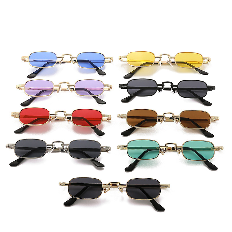 Sunglasses Uv400 - แว่นกันแดดทรงสี่เหลี่ยมกรอบเล็กแบบใหม่ สีสันสดใส ทันสมัย สำหรับผู้ชายและผู้หญิง แว่นกันแดดโลหะ แฟชั่นฤดูร้อน