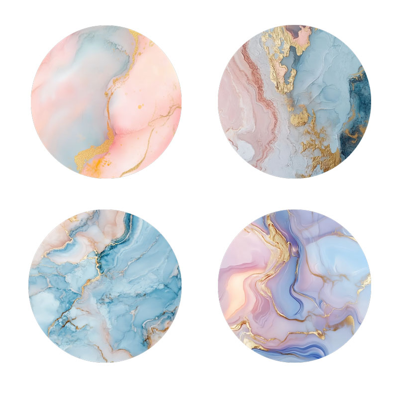Marble Coaster Set - ที่รองแก้วลายหินอ่อน 4 ชิ้น เหมาะสำหรับตกแต่งงานปาร์ตี้ประจำวันสำหรับครอบครัว สำนักงาน ที่รองแก้วไม้กันลื่น