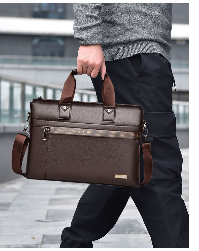 Leather Briefcase - กระเป๋าเอกสารหนังแบรนด์หรูใหม่ปี 2026 สำหรับผู้ชาย ใส่แล็ปท็อป ใส่เอกสาร A4