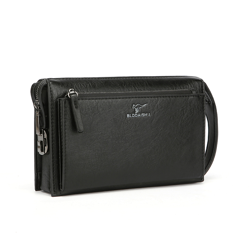 Leather Wallet Men - กระเป๋าคลัทช์กันขโมยแบบมีรหัสล็อคสำหรับผู้ชาย กระเป๋าถือหนังนิ่มสำหรับธุรกิจ ใส่บัตรได้ 12 ช่อง ใส่โทรศัพท์ได้