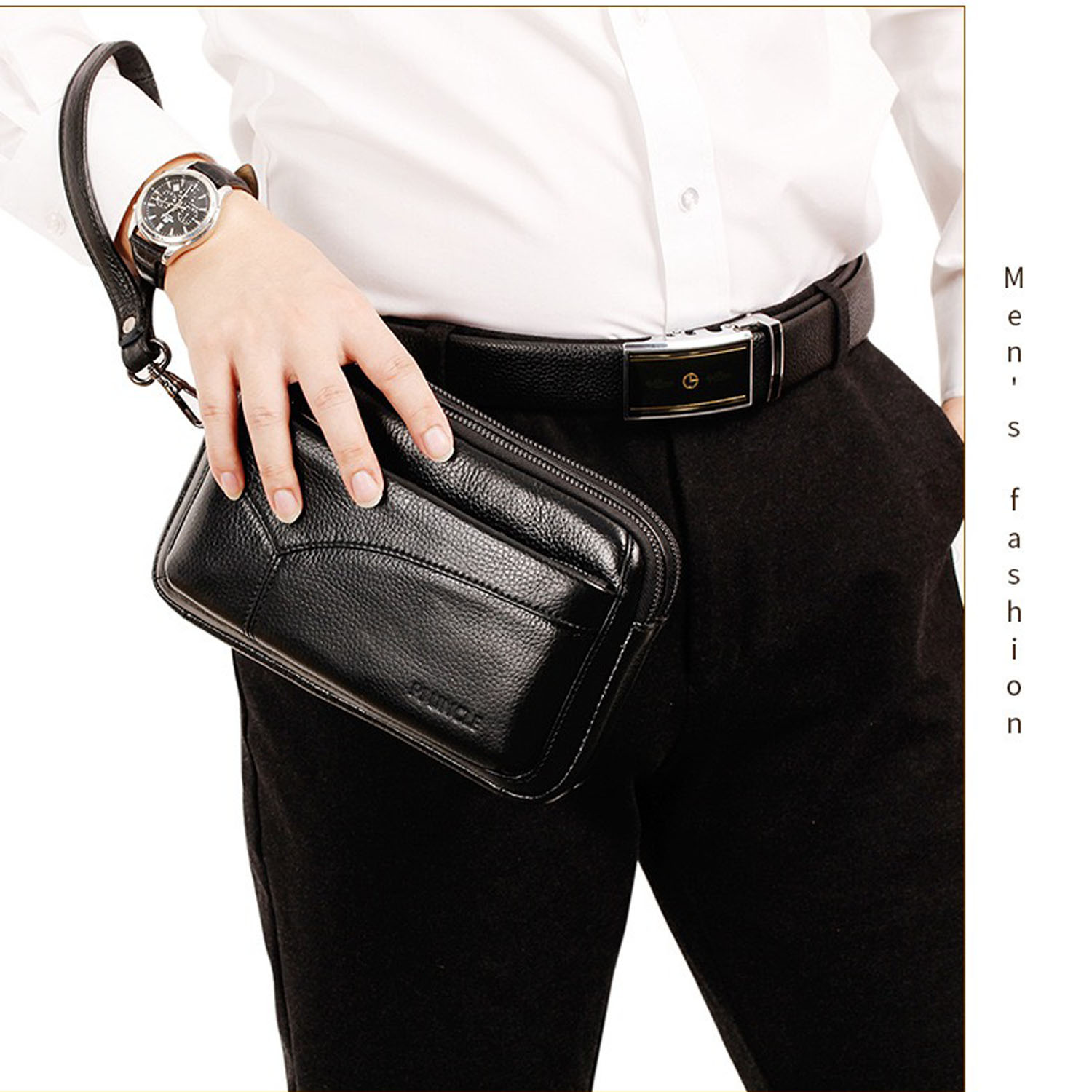 Leather Wallet Men - กระเป๋าคลัทช์ธุรกิจแฟชั่นหนังแท้สำหรับผู้ชาย, กระเป๋าสตางค์แบบคล้องมือสไตล์วินเทจ, กระเป๋าใส่เหรียญ, กระเป๋าสตางค์, กระเป๋าถือสำหรับทำงาน, กระเป๋าใส่โทรศัพท์มือถือ,