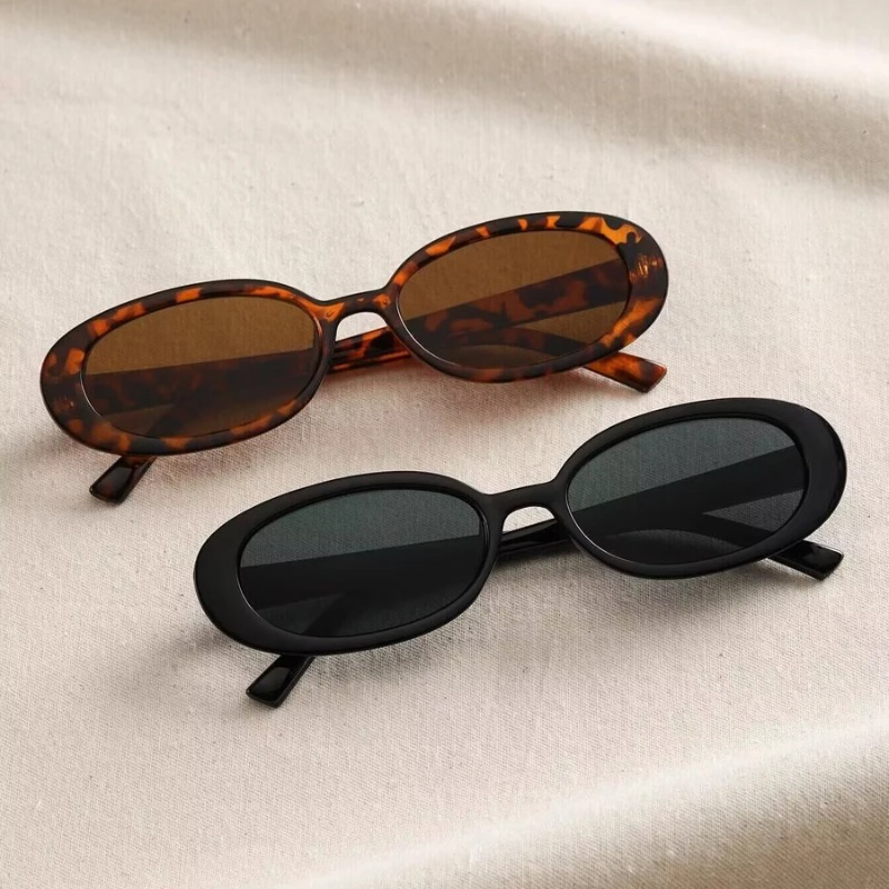 Designer Sunglasses - แว่นตากันแดดทรงวงรีวินเทจผู้หญิงแบรนด์หรูดีไซเนอร์แว่นตากันแดดขนาดเล็กย้อนยุคสีดำแว่นตาสีแดงสุภาพสตรีแว่นตา UV400