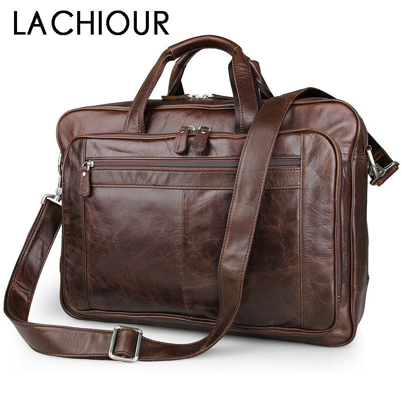 Leather Briefcase - LACHIOURของแท้หนังผู้ชายกระเป๋าVintage Totesกระเป๋าถือแบรนด์แฟชั่นชายMessengerกระเป๋ากระเป๋าเอกสารกระเป๋าเดินทางผู้ชาย