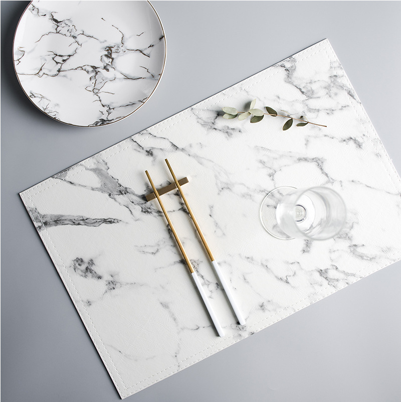 แผ่นรองจานหรูหรา ทำจากวัสดุ PU - Marble Coaster Set บทวิจารณ์และราคา