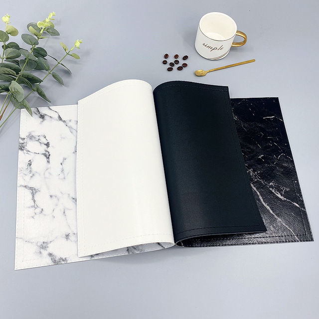 แผ่นรองจานหรูหรา ทำจากวัสดุ PU - Marble Coaster Set บทวิจารณ์และราคา