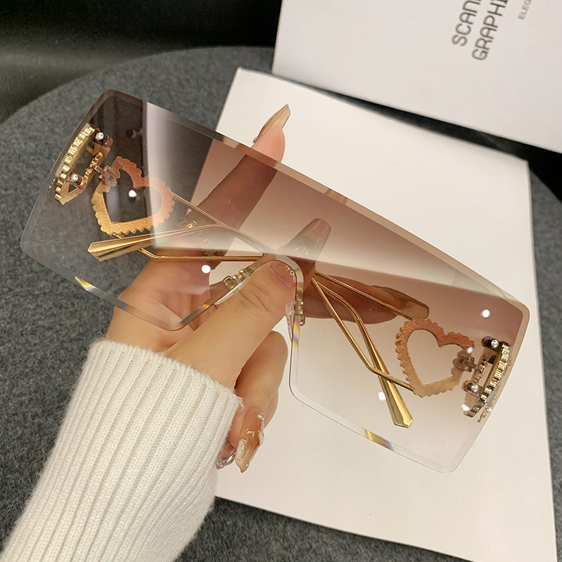 แว่นกันแดดแฟชั่นทรงหัวใจไร้กรอ - Sunglasses Uv400 บทวิจารณ์และราคา