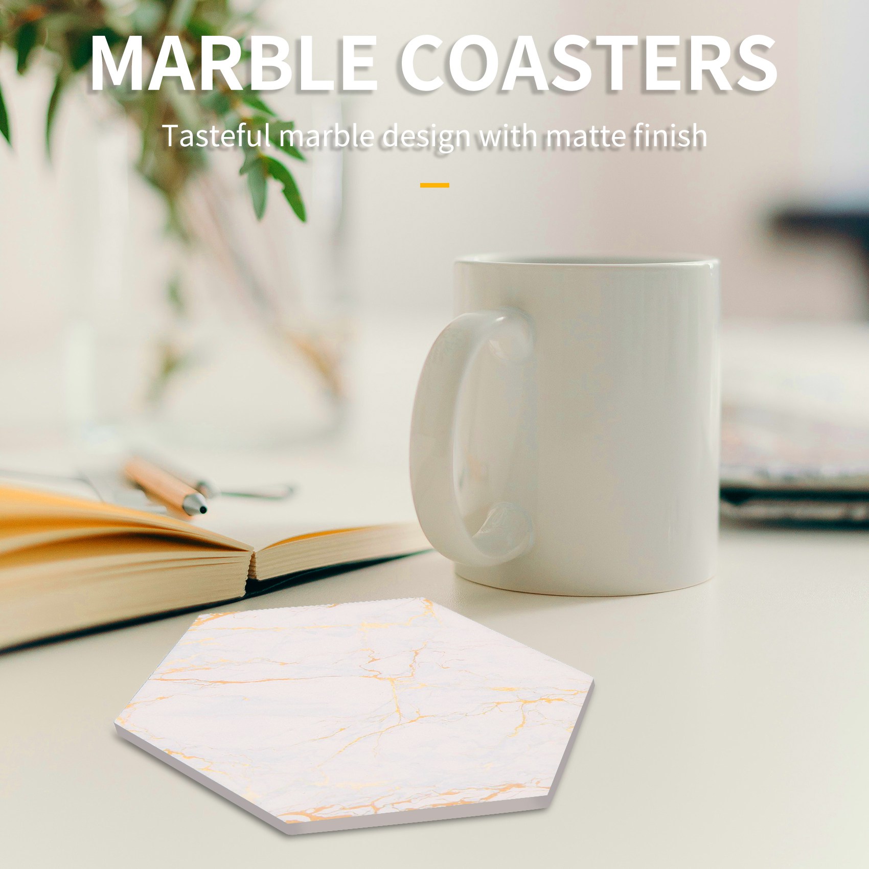 ที่รองแก้ว 8 ชิ้นสำหรับเครื่อง - Marble Coaster Set บทวิจารณ์และราคา