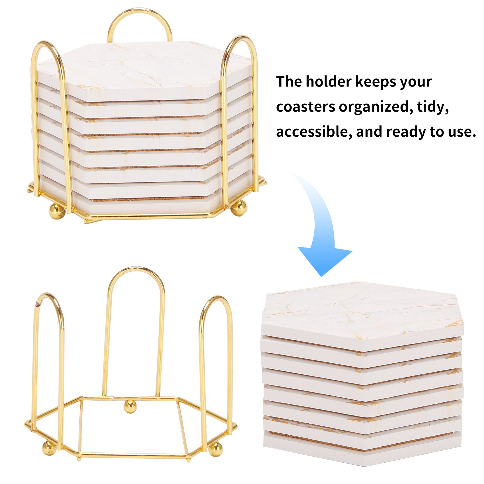 ที่รองแก้ว 8 ชิ้นสำหรับเครื่อง - Marble Coaster Set บทวิจารณ์และราคา
