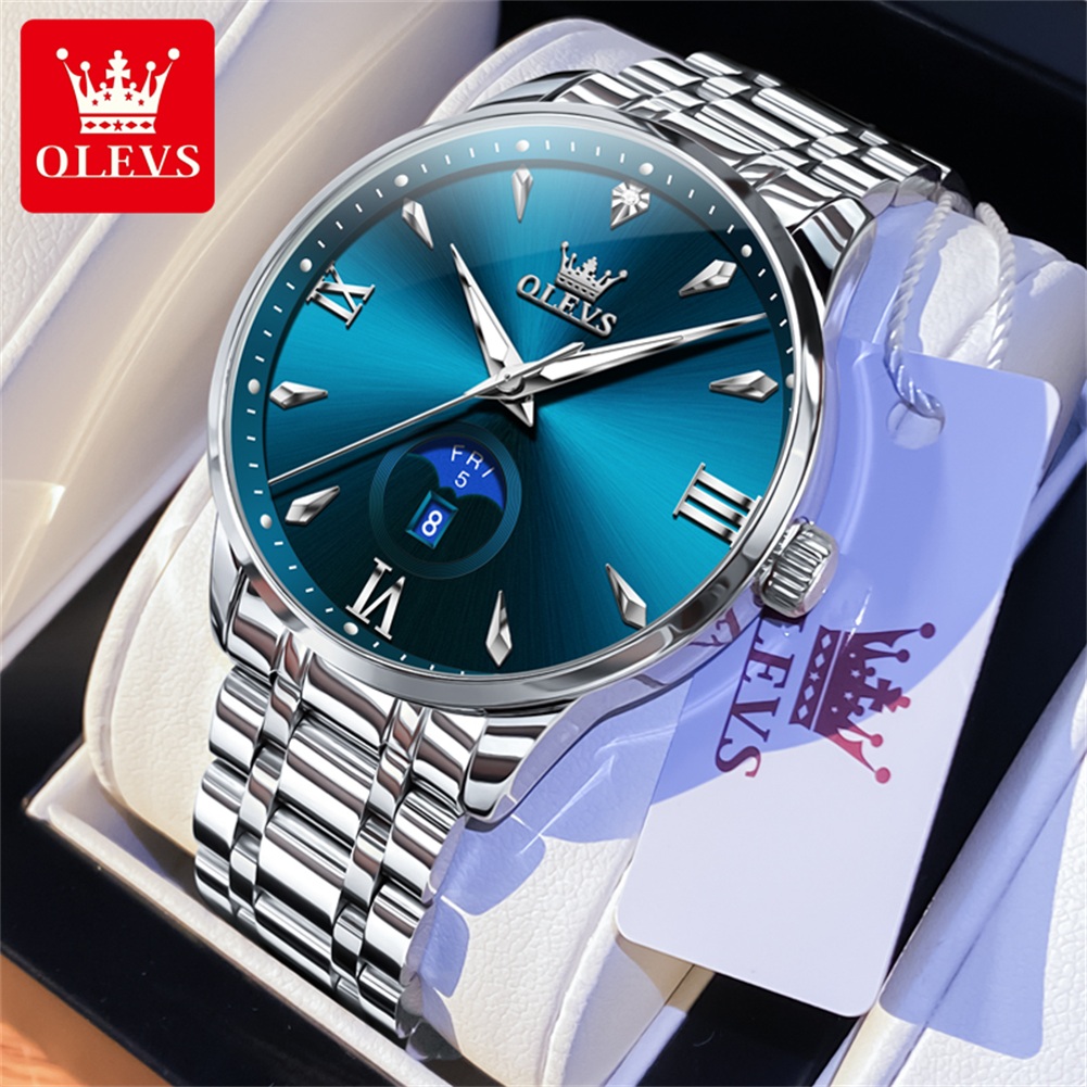 OLEVS มูนเฟสนาฬิกาผู้ชายปฏิทิน - Luxury Watch Men บทวิจารณ์และราคา