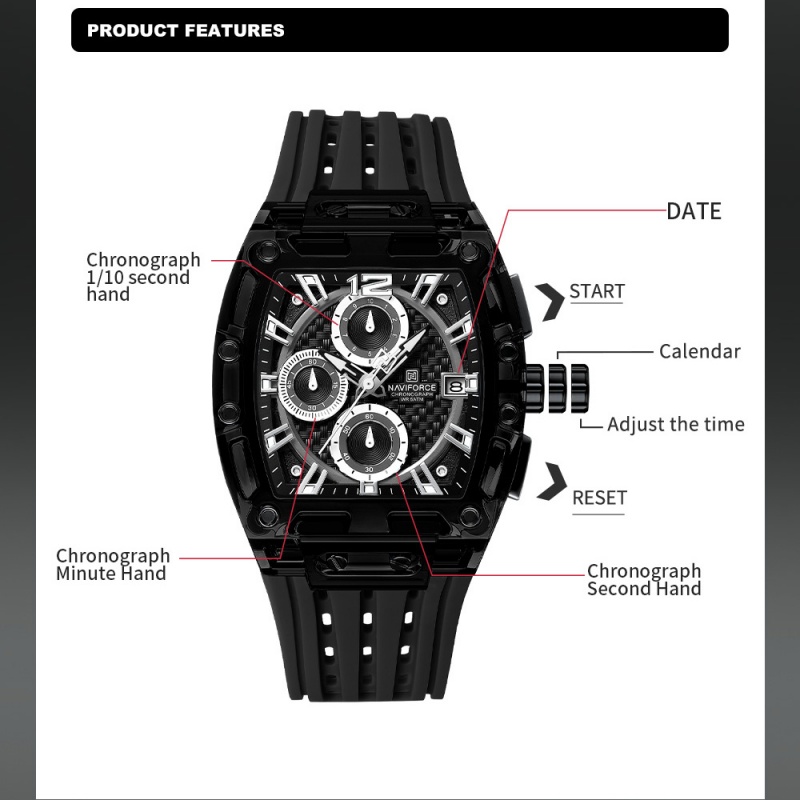 นาฬิกาข้อมือผู้ชาย NAVIFORCE 5 - Luxury Watch Men บทวิจารณ์และราคา