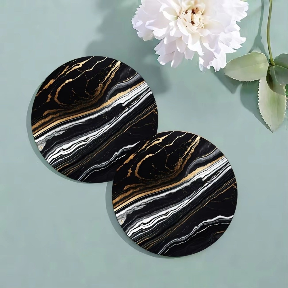 ชุดที่รองแก้วไม้ลายหินอ่อน ขนา - Marble Coaster Set บทวิจารณ์และราคา