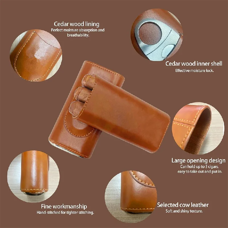 กล่องใส่ซิการ์หนังแบบมีช่องสำห - Premium Cigar Case บทวิจารณ์และราคา