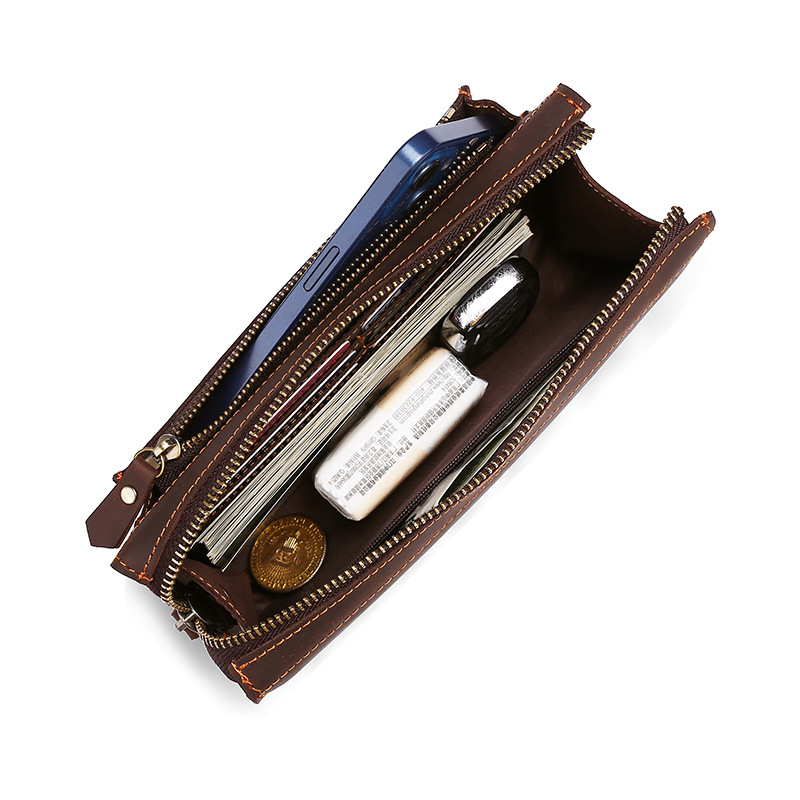 กระเป๋าคลัทช์ผู้ชายทรงยาว กระเ - Leather Wallet Men บทวิจารณ์และราคา