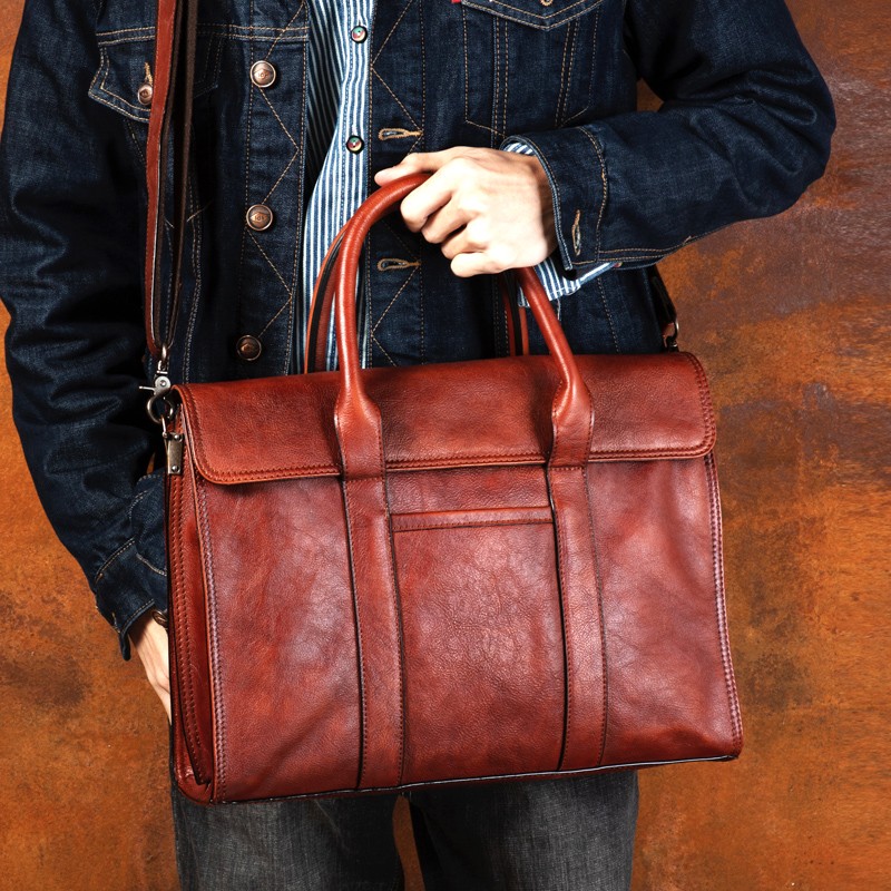 กระเป๋าถือหนังฟอกฝาดผักกระเป๋า - Leather Briefcase บทวิจารณ์และราคา