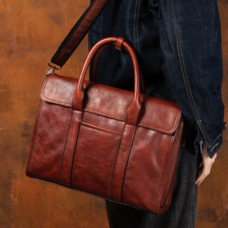 กระเป๋าถือหนังฟอกฝาดผักกระเป๋า - Leather Briefcase บทวิจารณ์และราคา