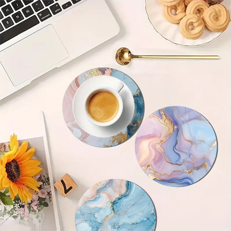 ที่รองแก้วลายหินอ่อน 4 ชิ้น เห - Marble Coaster Set บทวิจารณ์และราคา