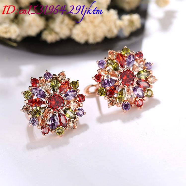 ต่างหูคริสตัลธรรมชาติประดับดอก - Gold Plated Jewelry บทวิจารณ์และราคา