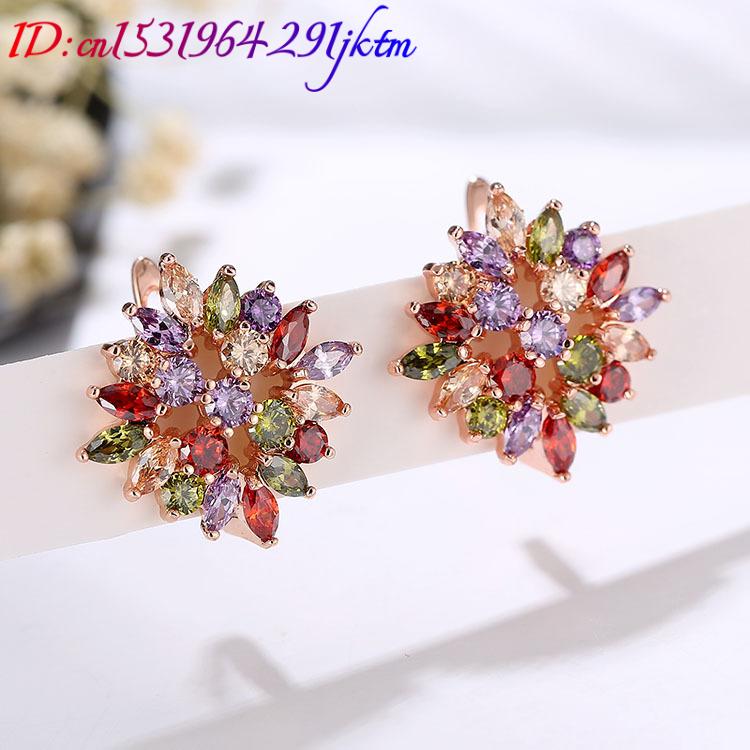 ต่างหูคริสตัลธรรมชาติประดับดอก - Gold Plated Jewelry บทวิจารณ์และราคา