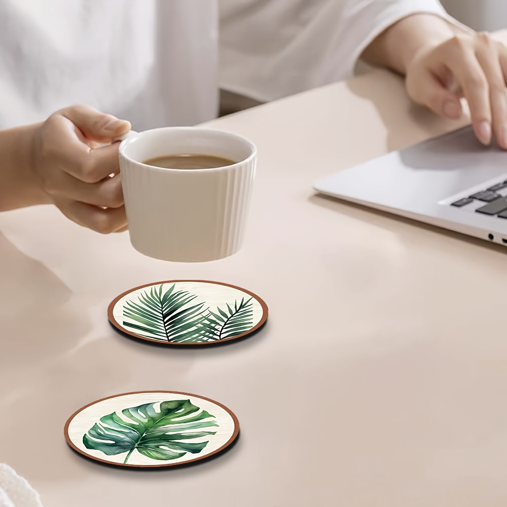 แผ่นรองแก้วไม้ลายใบไม้เขตร้อน  - Marble Coaster Set บทวิจารณ์และราคา