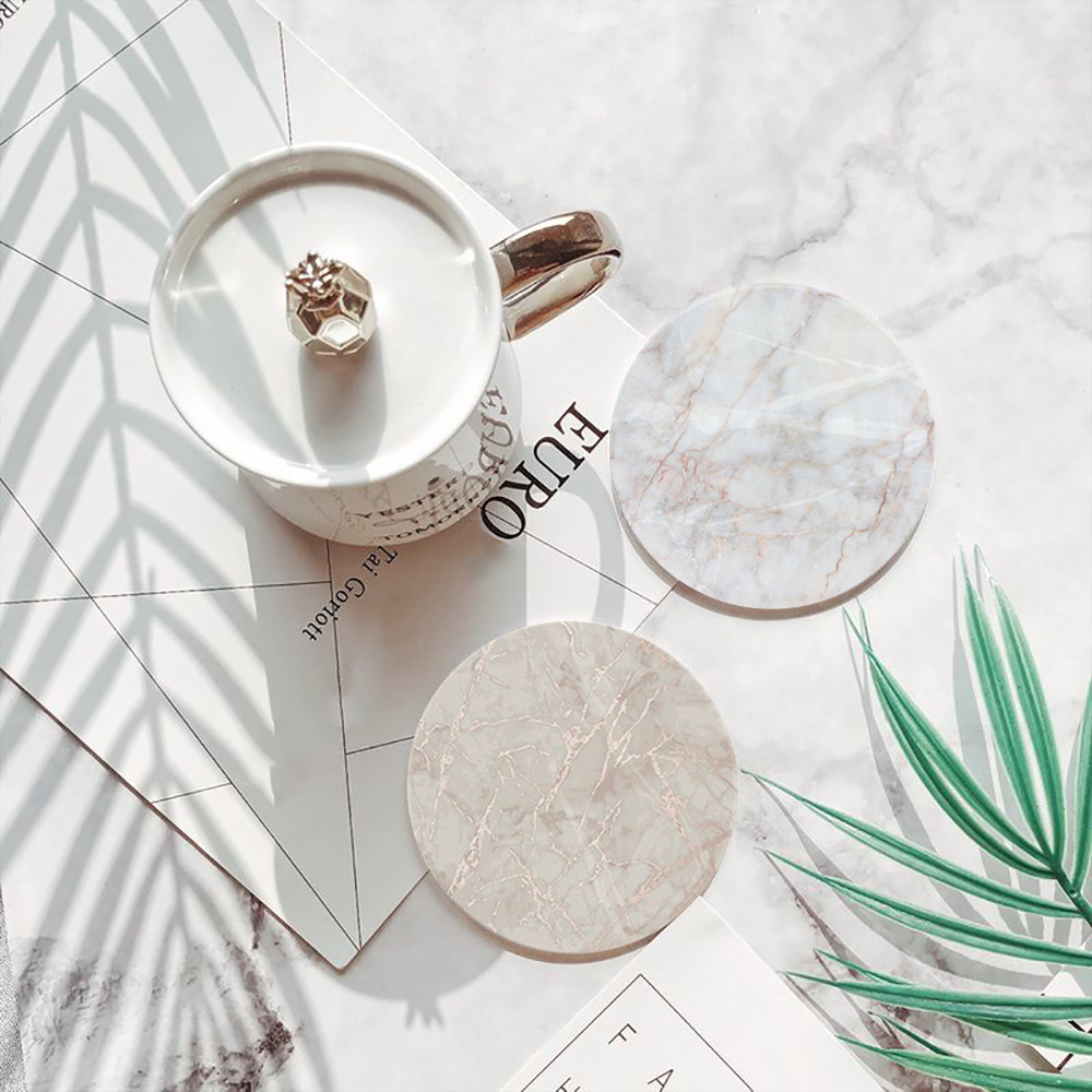 หินอ่อนสีขาว Coaster ดูดซับเซร - Marble Coaster Set บทวิจารณ์และราคา