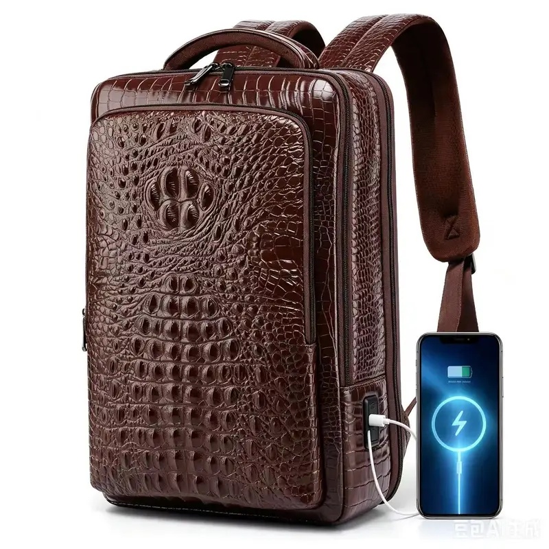 กระเป๋าเป้สะพายหลังหนังลายจระเ - Leather Briefcase บทวิจารณ์และราคา