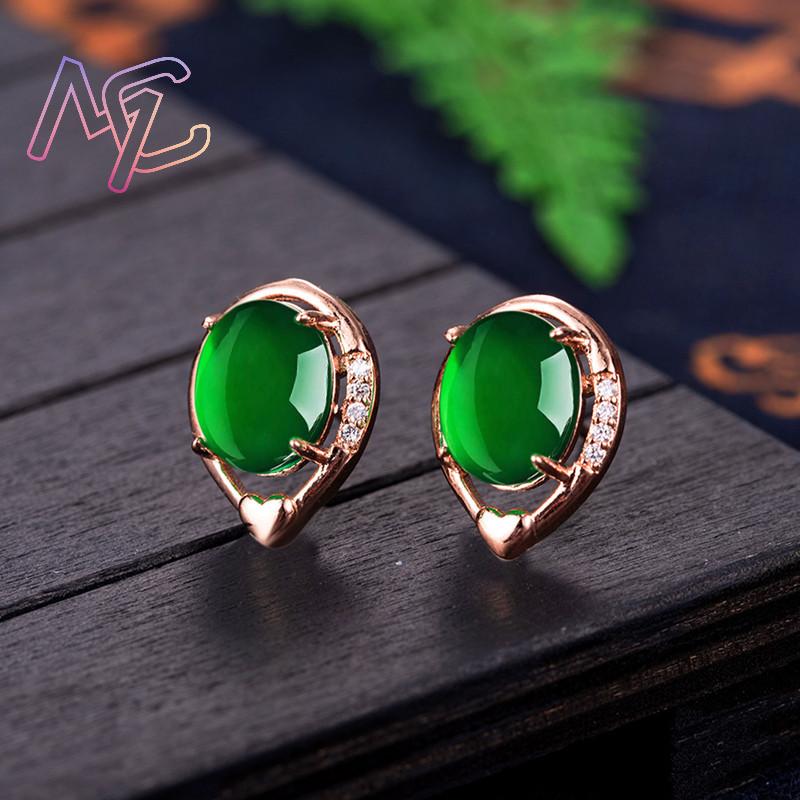 ต่างหูหยกธรรมชาติรูปดอกไม้หินต - Gold Plated Jewelry บทวิจารณ์และราคา