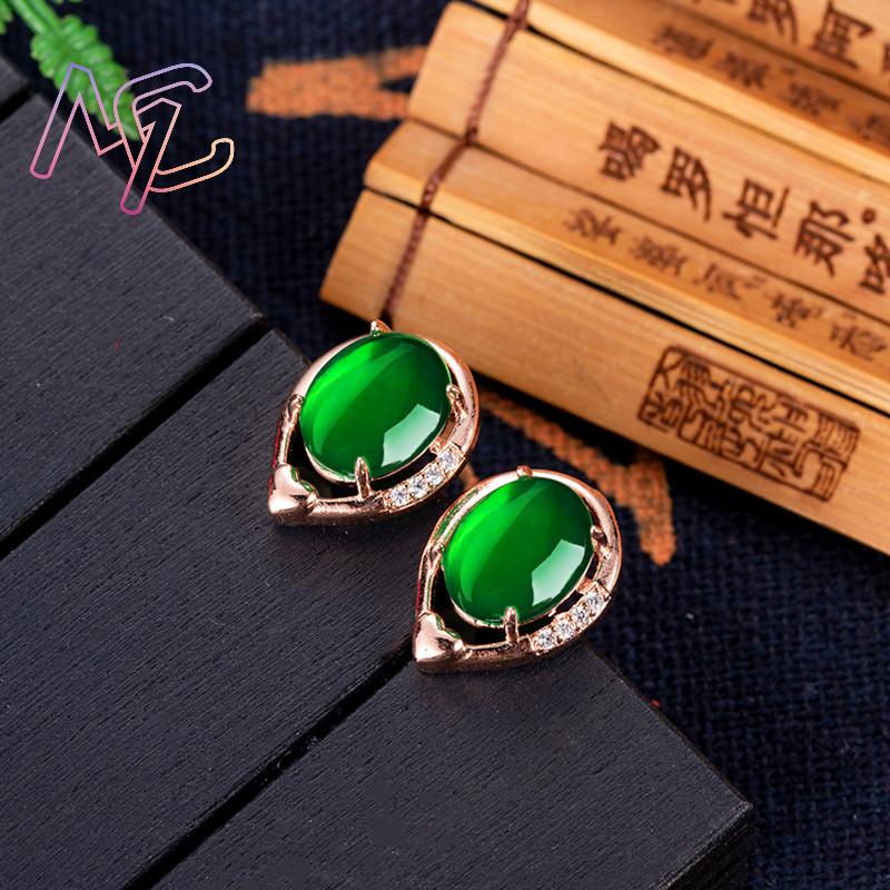 ต่างหูหยกธรรมชาติรูปดอกไม้หินต - Gold Plated Jewelry บทวิจารณ์และราคา